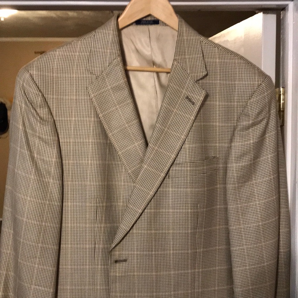 Hart Schaffner Marx Tan Plaid Sportcoat 46R